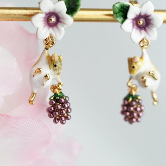 Bill skinner cute mouse and blackberry earrings - Picture 6 of 9